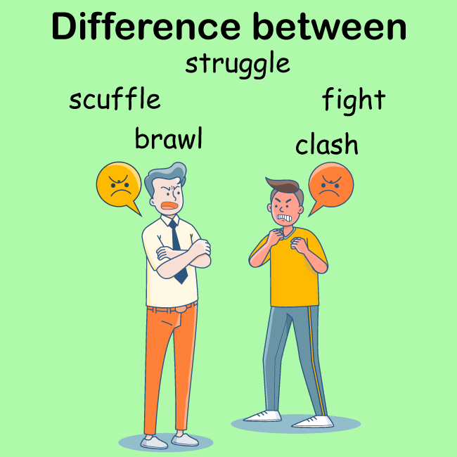 fight,-clash,-brawl,-struggle-and-scuffle